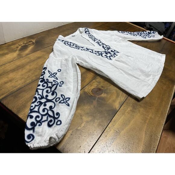 Lascana Embroidered Long Sleeve Linen Blend Blouse Size 6 - Picture 3 of 12